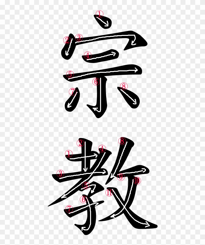 Kanji Stroke Order For 宗教 - 田村操の朗読教室: 読んで学べる #1306162
