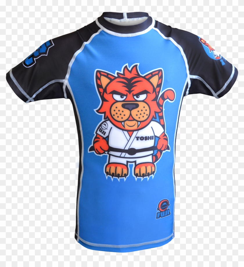 Fuji Sports Toshi The Tiger Rash Guard, Kids, Blue/black, - Fuji Sports Toshi The Tiger Rash Guard, Kids, Blue/black, #1308027