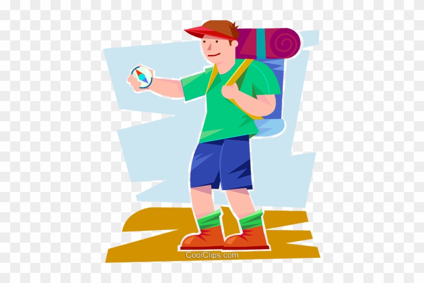 Boy Hiker Looking At His Compass Royalty Free Vector - Boy Hiker Looking At His Compass Royalty Free Vector #1309356