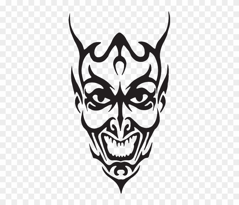 Face - Black And White Devil Face #28824