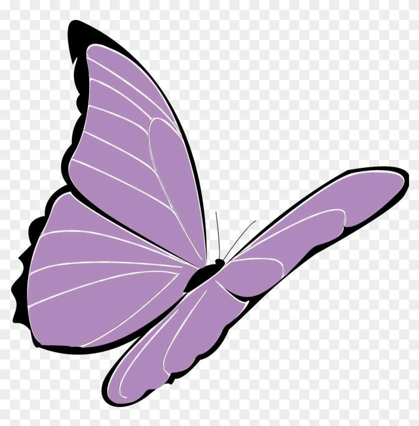 The Clip Art Below Is As Colorful As The Flowers And - Purple Butterfly Clipart #29763