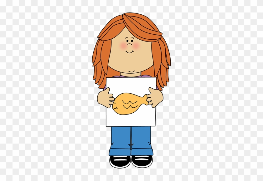 Girl Holding A Drawing - Girl Drawing Clipart #35790