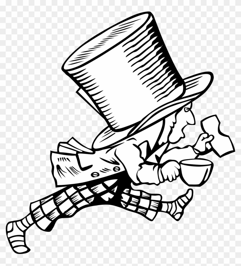 Mad Hatter Svg Vector File, Vector Clip Art Svg File - Alice And Wonderland Clip Art Black And White #205808