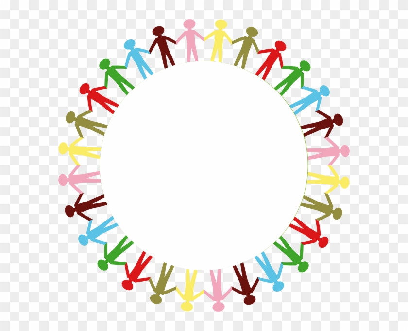 Circle Holding Hands Stick People Multi Coloured Clip - Circle #207201