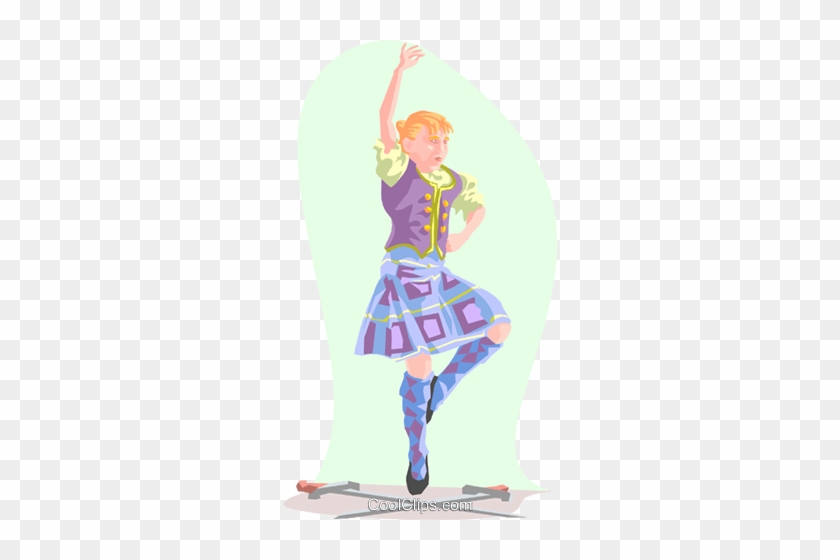 Highland Dancer Royalty Free Vector Clip Art Illustration - Scottish Dancing Clip Art #1311648