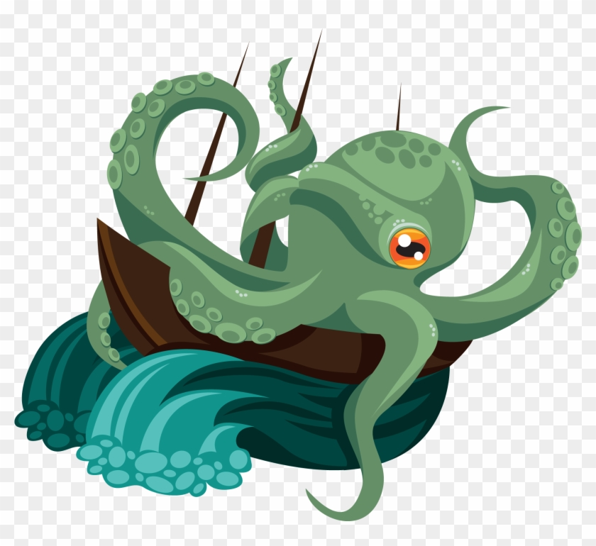 Octopus Fight Vector, Completed In Illustrator - Illustration #1315229