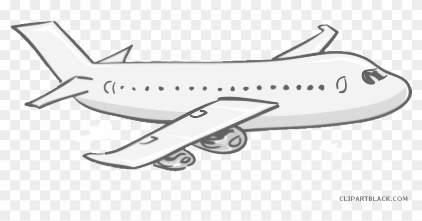 Cartoon Airplane Transportation Free Black White Clipart - Transparent Background Clip Art Plane #1315918