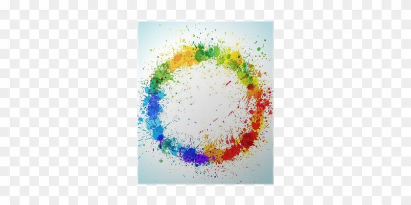 Color Paint Splashes Round Background Poster • Pixers® - Color Splash Vector Png #1317160