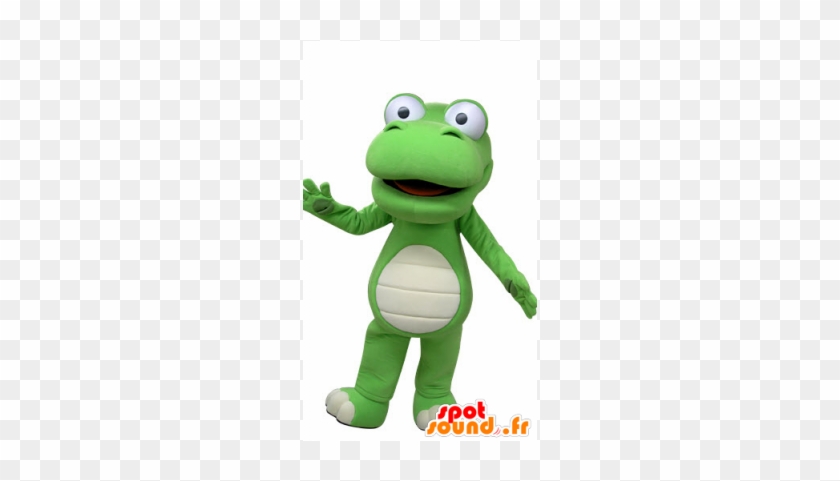 New Green And White Crocodile Mascot, Giant - Asagaossan New Spotsound Masot Yuru-chara Dressed #1318272