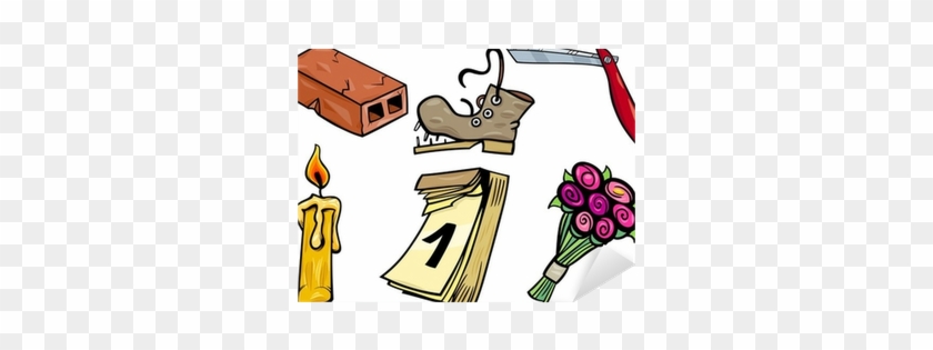 Aufkleber Objekte Cartoons Kunst Illustration Set • - Clip Art #1319925
