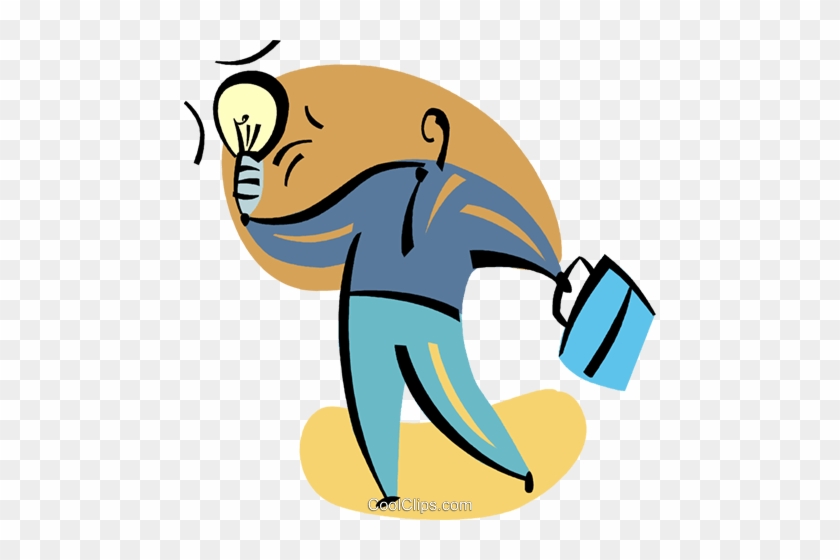 Man With Idea Light Bulb And Briefcase Royalty Free - Man With Idea Light Bulb And Briefcase Royalty Free #1320834