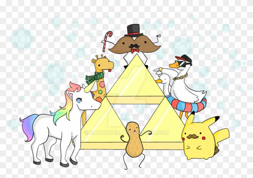 Triforce Unicorn Mustache Peanut And More By Hawkeyer - Pikachu With A Mustache #1321588