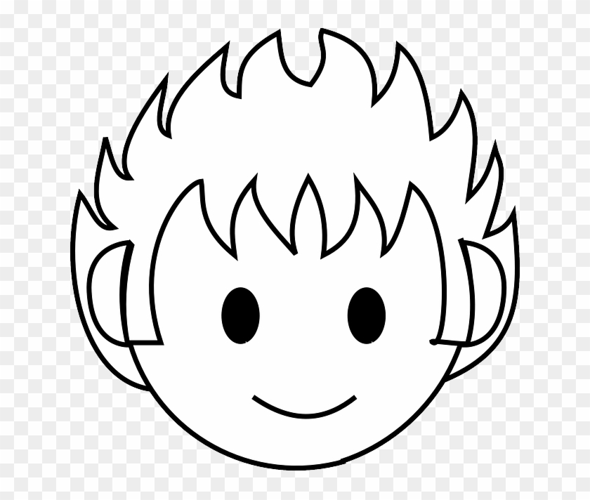 Happy, Face, Emotions, Emotion - Spiky Hair Clipart Black And White #1323327