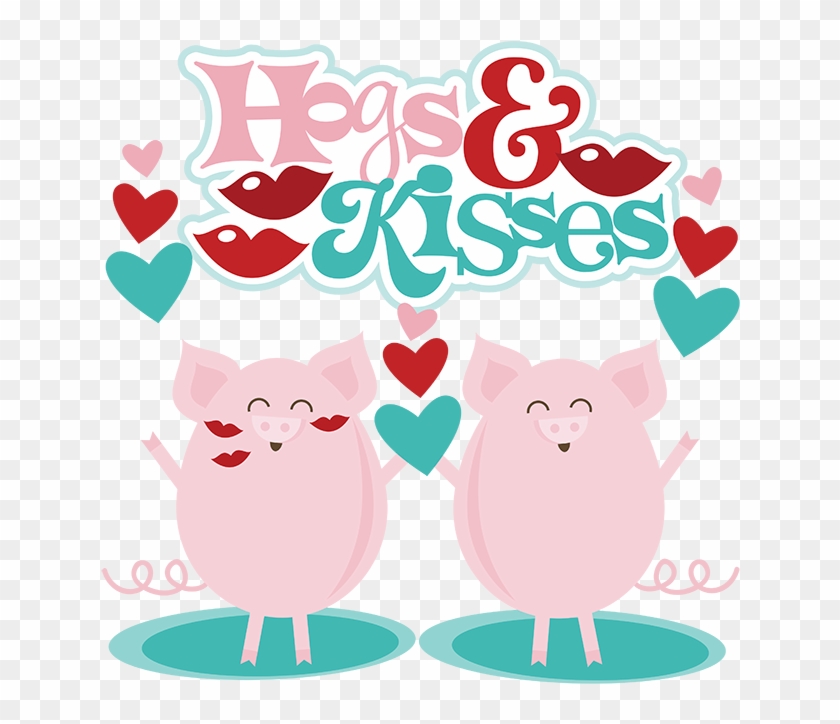 Domestic Pig Clip Art - Hogs And Kisses Valentine Printable #1324398