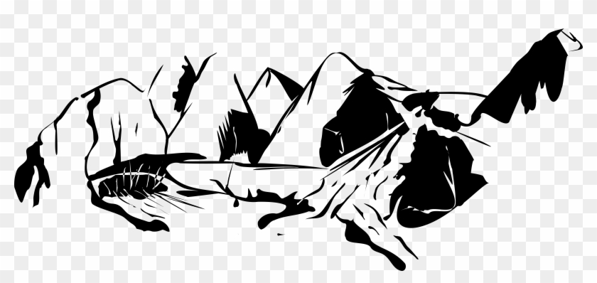 Mountains Clipart - Black And White Mountain Clip Art #1324638