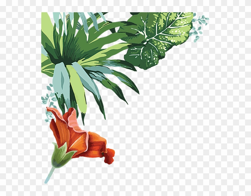 18 X 18 Inch Tropical Tree Leaves Print Cotton Linen #1326922
