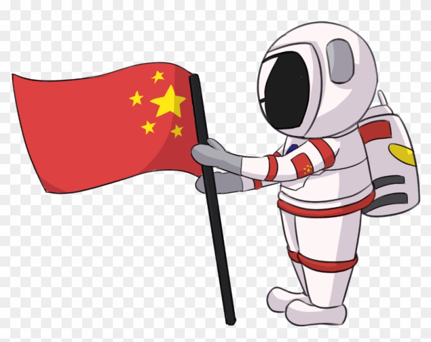 Astronaut Outer Space Euclidean Vector - Astronauta Con Bandera Dibujo #1327662