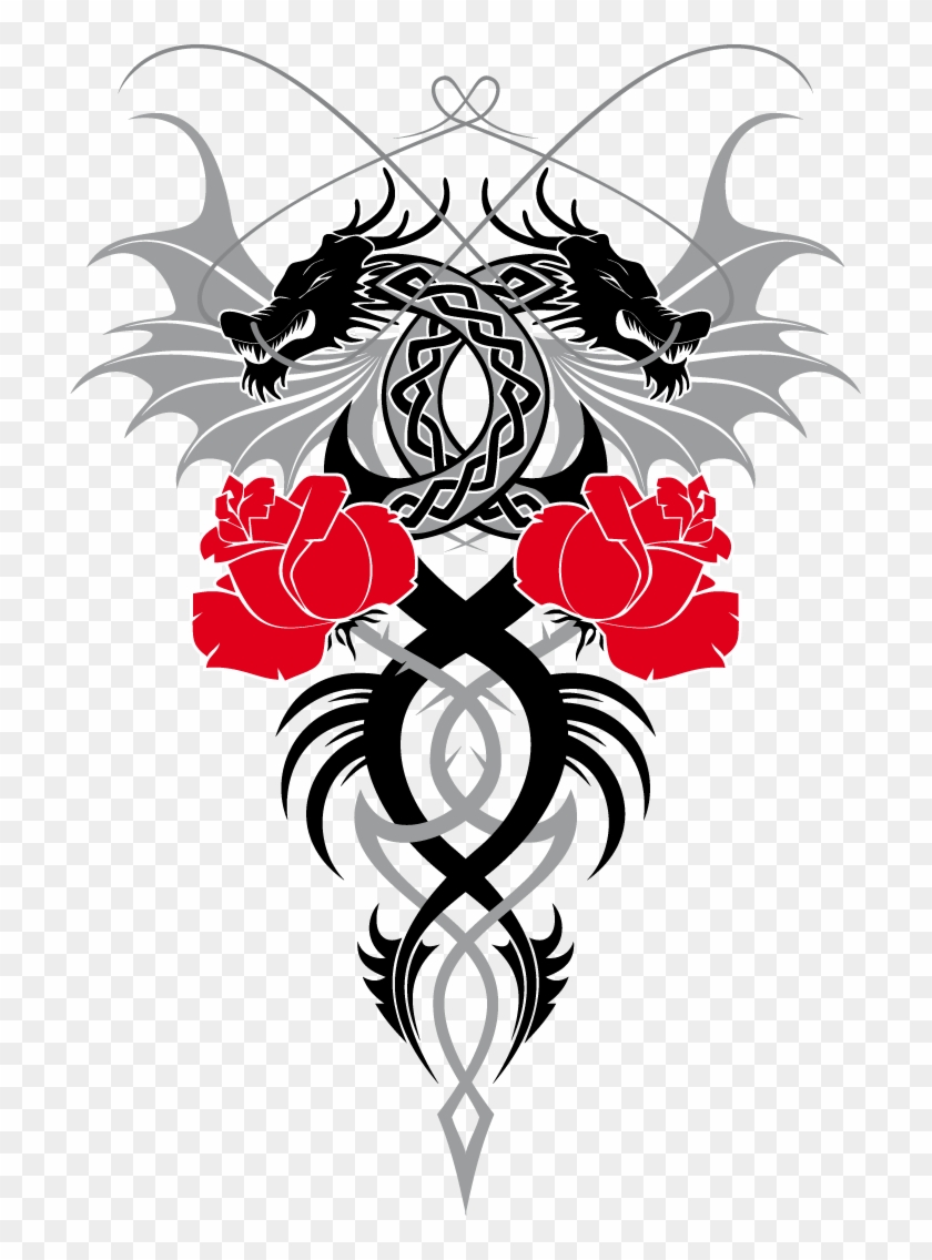 Free Rose Clipart - Dragons And Roses Shower Curtain #1328954