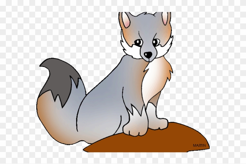 Fox Clipart Grey Fox - Cartoon #1329032
