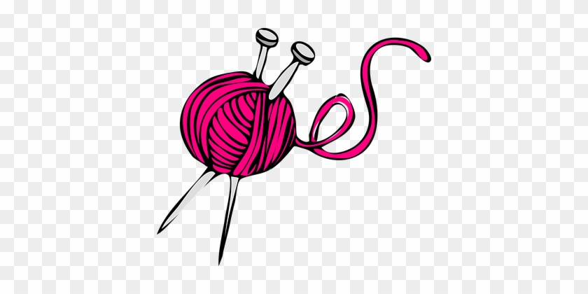Pink Knit Yarn Needles Wool Yarn Yarn Yarn - Knitting Drawing #1335555