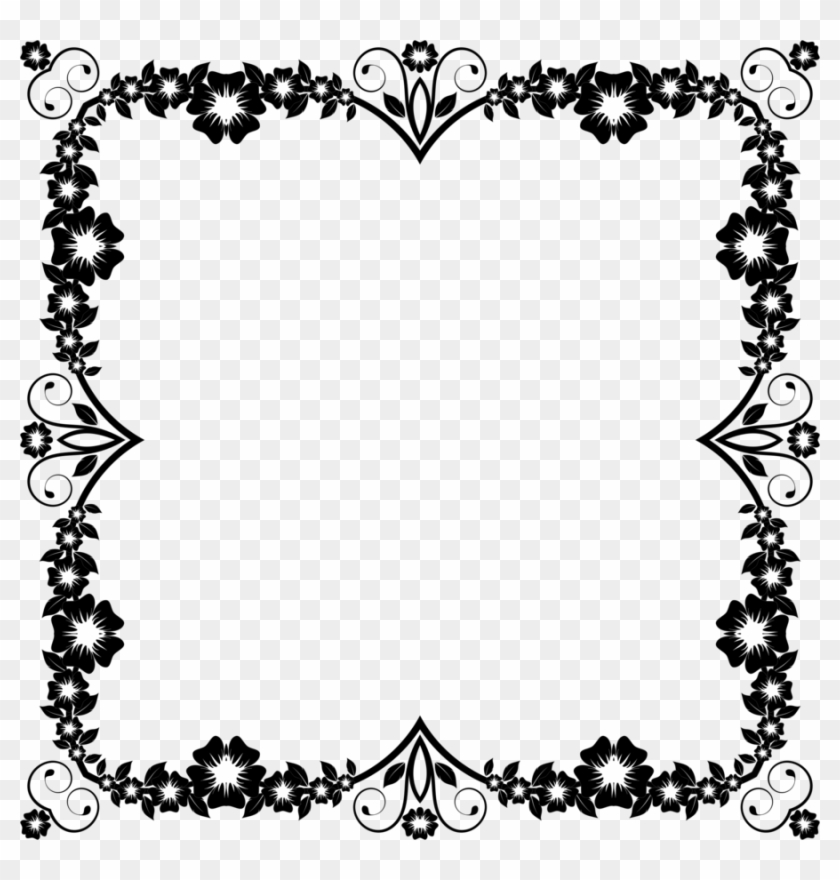 Download Flower Frame Black And White Png Clipart Borders - Frames Black Flower Png #1338437