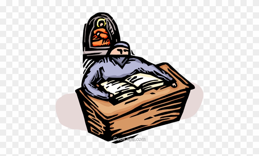 Priest Reading The Bible Royalty Free Vector Clip Art - Priest Reading The Bible Royalty Free Vector Clip Art #1340770