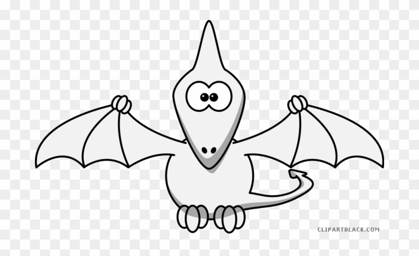 Cartoon Dinosaur Animal Free Black White Clipart Images - Pterodactyl Black And White #1341549