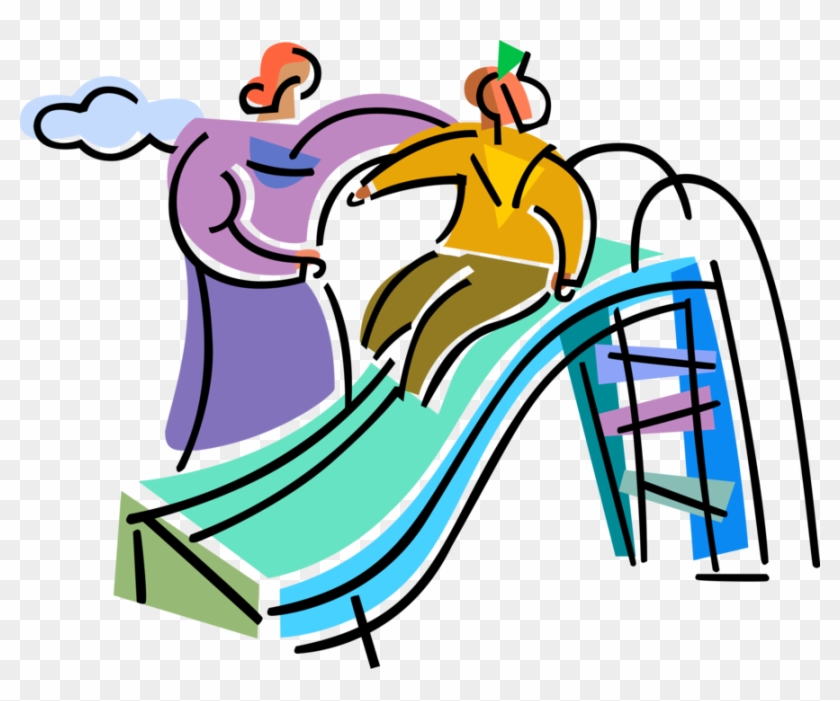 Vector Illustration Of Mother And Child Play On Playground - Vector Illustration Of Mother And Child Play On Playground #1341822