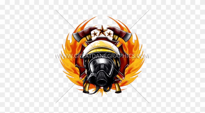 Fire Fighter Emblem Production Ready Artwork For T-shirt - Fire Fighting Helmet Art #1342695