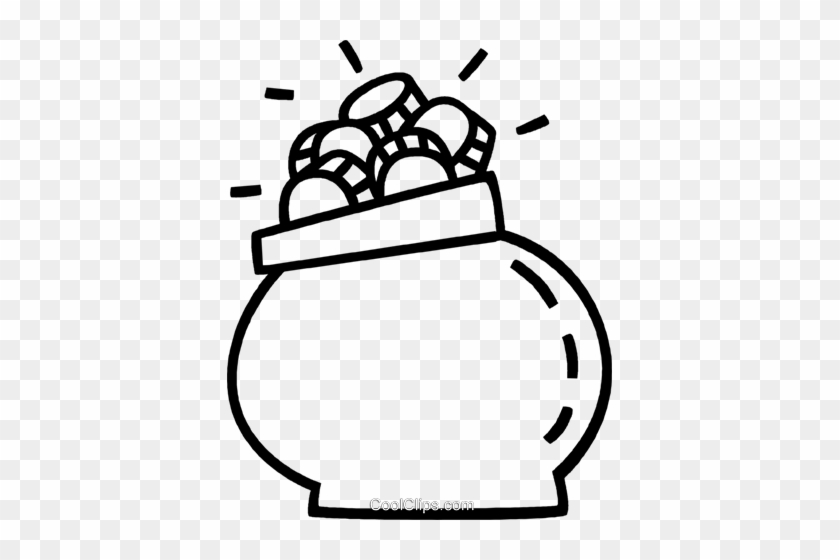 Pot Of Gold Royalty Free Vector Clip Art Illustration - Draw Money #1343697