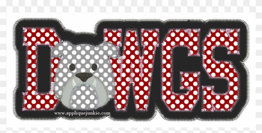 Dawgs With Bulldog Face Double Applique Design Great - Appliqué #1343967