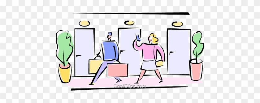 Bellhop Helping A Woman With Her Luggage Royalty Free - Cartoon #1343988