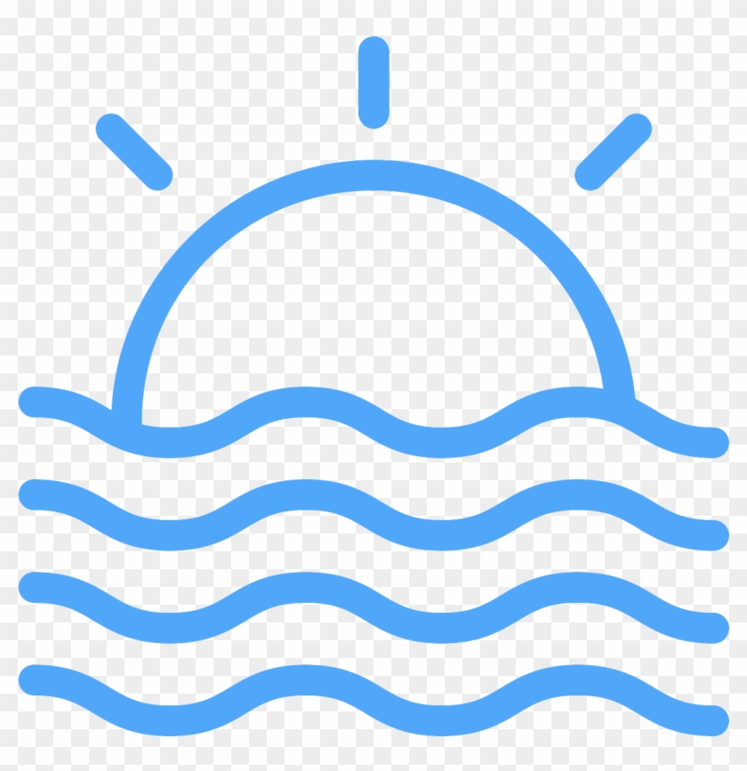 Icon Of Sun Setting Behind Ocean Waves - Vector Graphics #1345079