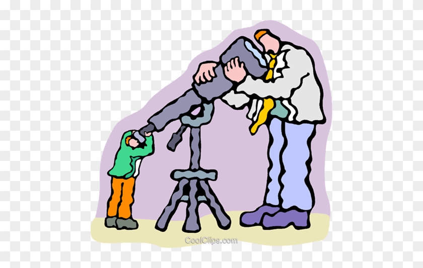 Looking Through Telescope At Man Royalty Free Vector - Looking Through Telescope At Man Royalty Free Vector #1345404