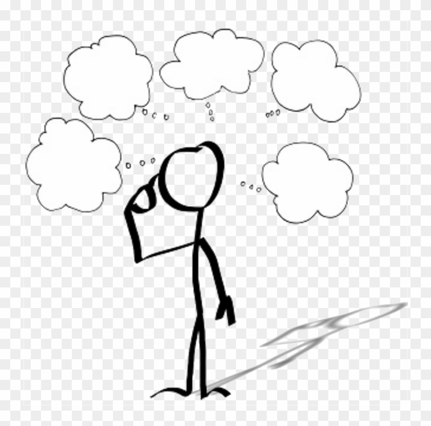 Drawing Person Thought Cartoon Stick Figure - Person Clipart Thought Bubble #1345645