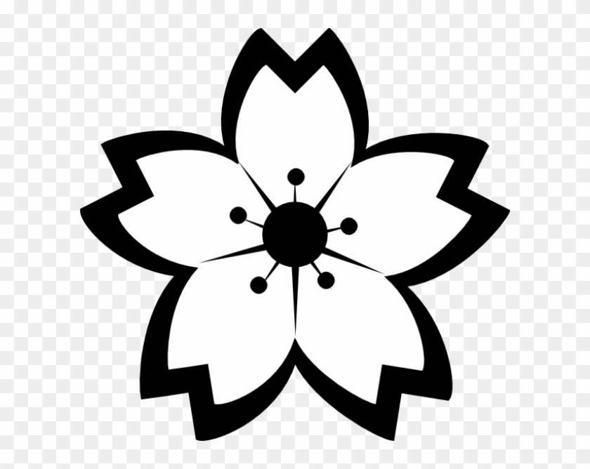 Blossom Drawing Clip - Cherry Blossom Clipart Black And White #1346300
