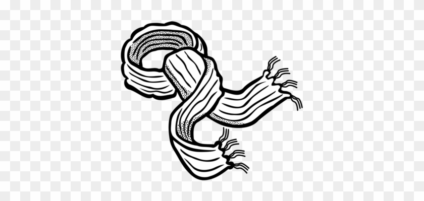 Scarf Line Art Drawing Clothing Black And White - Scarf Clipart Black And White #1347411