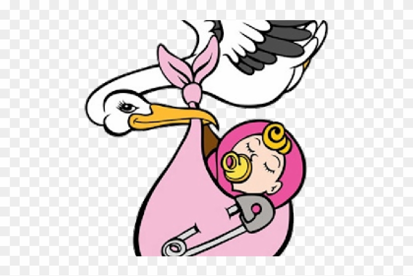 Stork Carrying Baby Girl #1347932