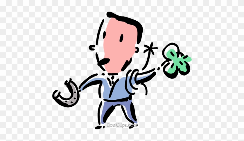 Man With Lucky Horseshoe And Shamrock Royalty Free - Man With Lucky Horseshoe And Shamrock Royalty Free #1348383