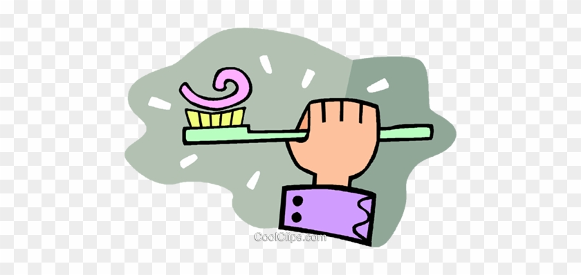 Toothbrush With Toothpaste Royalty Free Vector Clip - Toothbrush With Toothpaste Royalty Free Vector Clip #1349311
