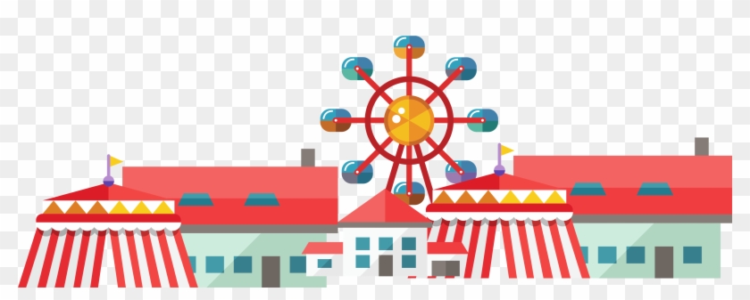 Hand Painted Cartoon Red Festive Amusement Park Decoration - Amusement Park #1349388