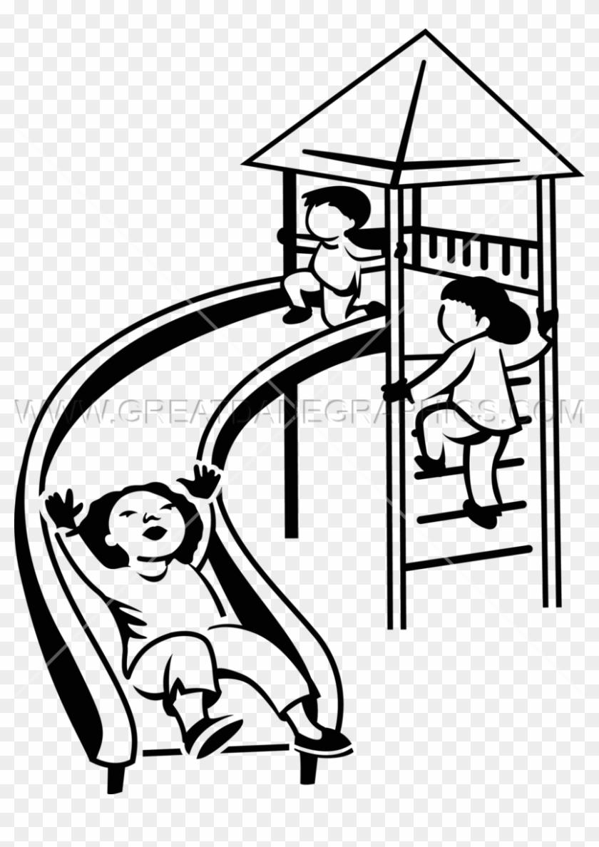 Children Slide - Cartoon Slide Black And White #1350615