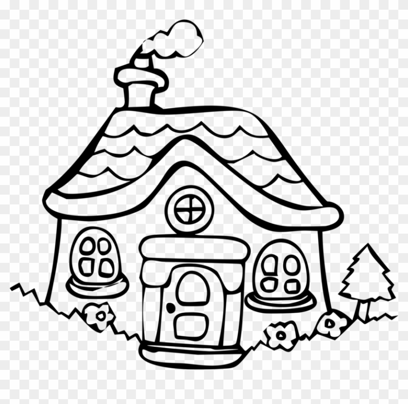 House Cottage Building Holiday Home Dwelling - Cartoon House Line Drawing #1350840