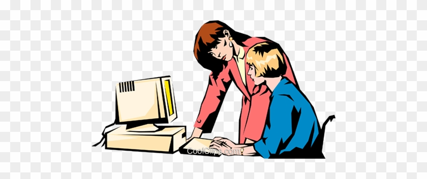 Two Businesswomen At Computer Royalty Free Vector Clip - Database Schema #1352017