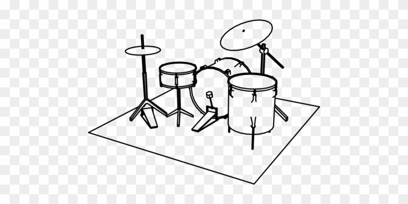 Drum Kits Line Art Percussion Musical Instruments - Music Instruments Drawing #1353000