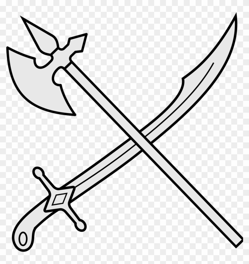 Weapon Clip Art Axe - Sword And Axe Drawing #1355356
