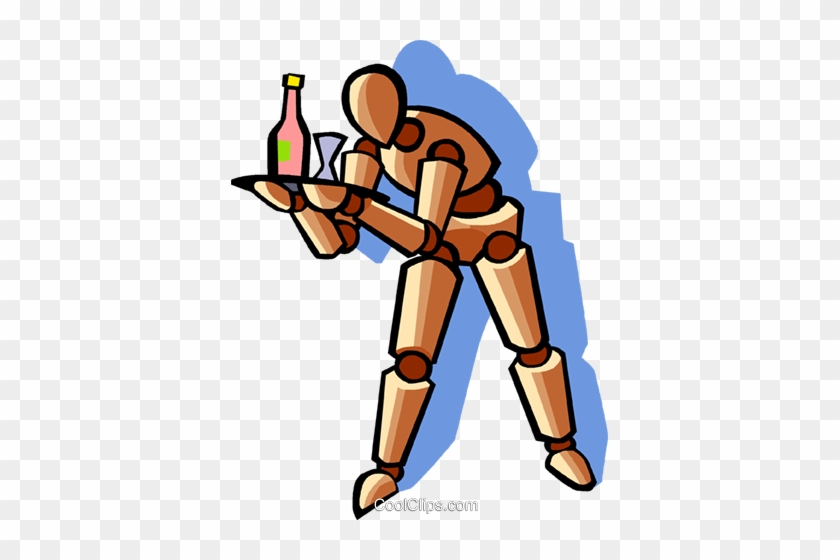 Waiter Serving Drinks Royalty Free Vector Clip Art - Cartoon #1357447