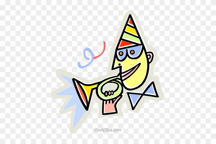 Man Blowing Into A Noise Maker Royalty Free Vector - Illustration #1357942