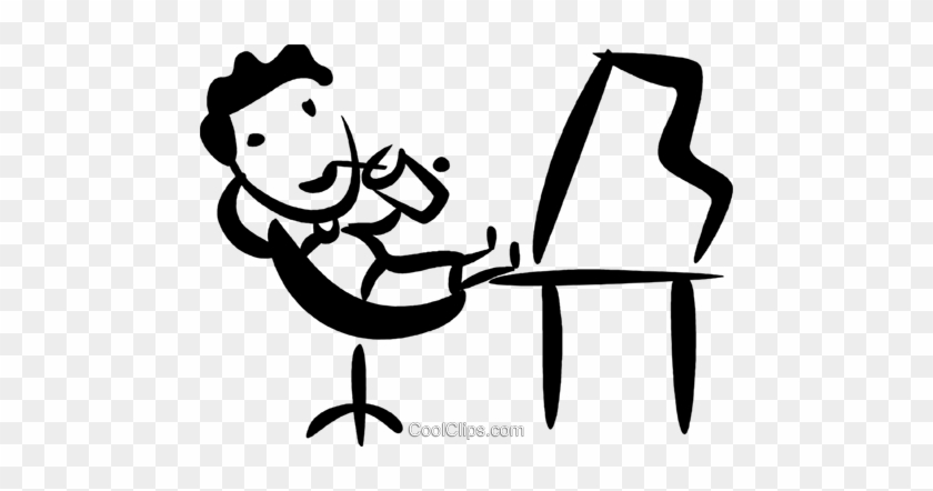 Relaxing At Desk Royalty Free Vector Clip Art Illustration - Illustration #1358147