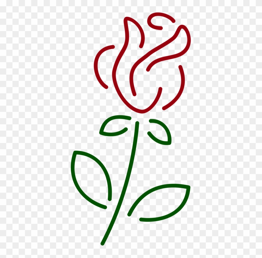 Rose Drawing Line Art Silhouette - Rose Line Png #1360491